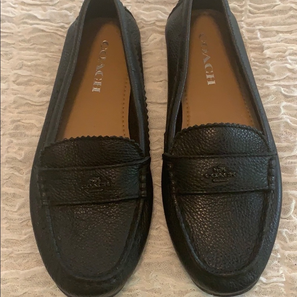 Black coach loafers never worn brand new